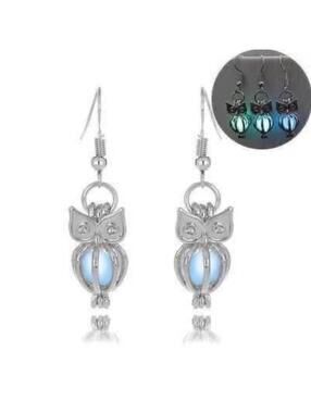 Beautiful Unique Solar Luminous Glow Green Owl Earrings-Makes A Wonderful Gift